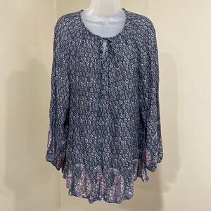 NWOT Lucky Brand Paisley Blouse.  Size 2X 22/24 plus